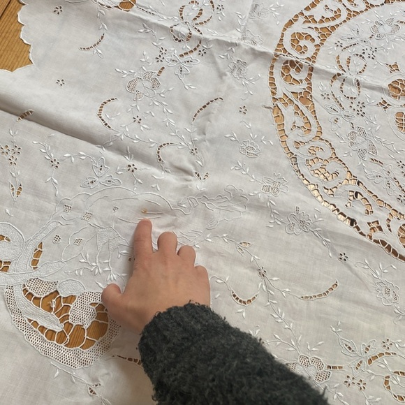 Vintage Square Embroidered & Lace table cloth - Picture 4 of 5